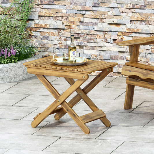 Charming Foldable Wooden Side Table for Outdoor Relaxing